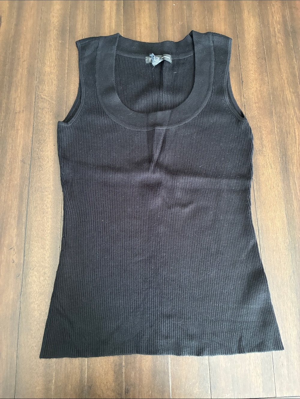INC International Concepts Black Ribbed Scoop Neck Tank